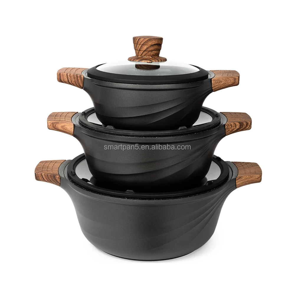 Eco Friendly Pans Kitchen Grill Pan Heavy Non Stick Metal New Granite Pot Cooklover White Luxury Die Cast Aluminum Cookware Sets