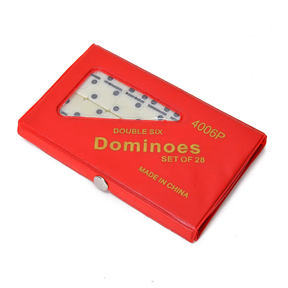 Hot Selling Professional double six dominoes white domino set Black dots with PVC box