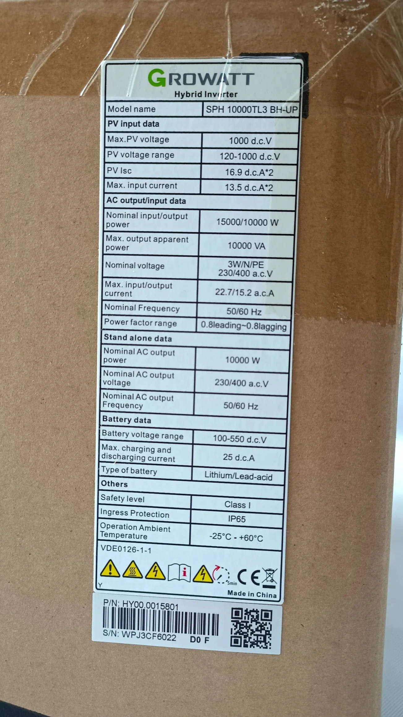 Growatt SPH 3600 UP single phase high voltage lithium battery 3.6kw hybrid inverter