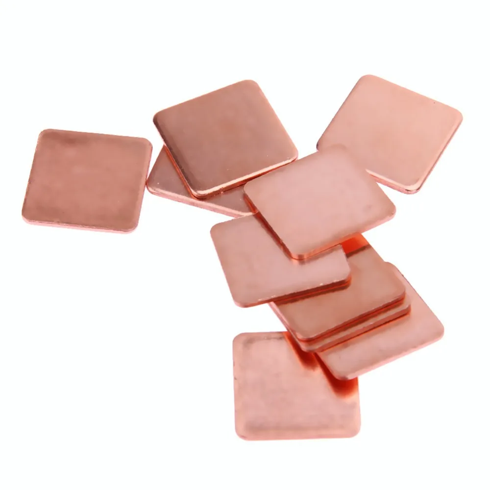 15mm x15mm 0.3mm/0.5mm//0.8mm/1mm/1.2mm Heatsink Copper Shim Thermal Pad