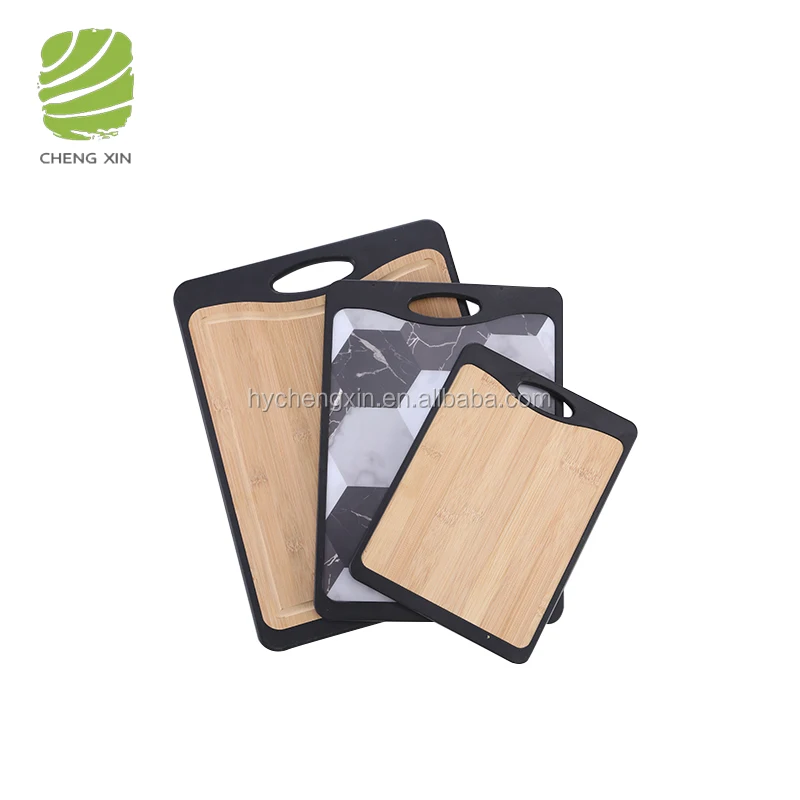 New design wholesale  natural double-side use non-slip bamboo cutting board set of 3