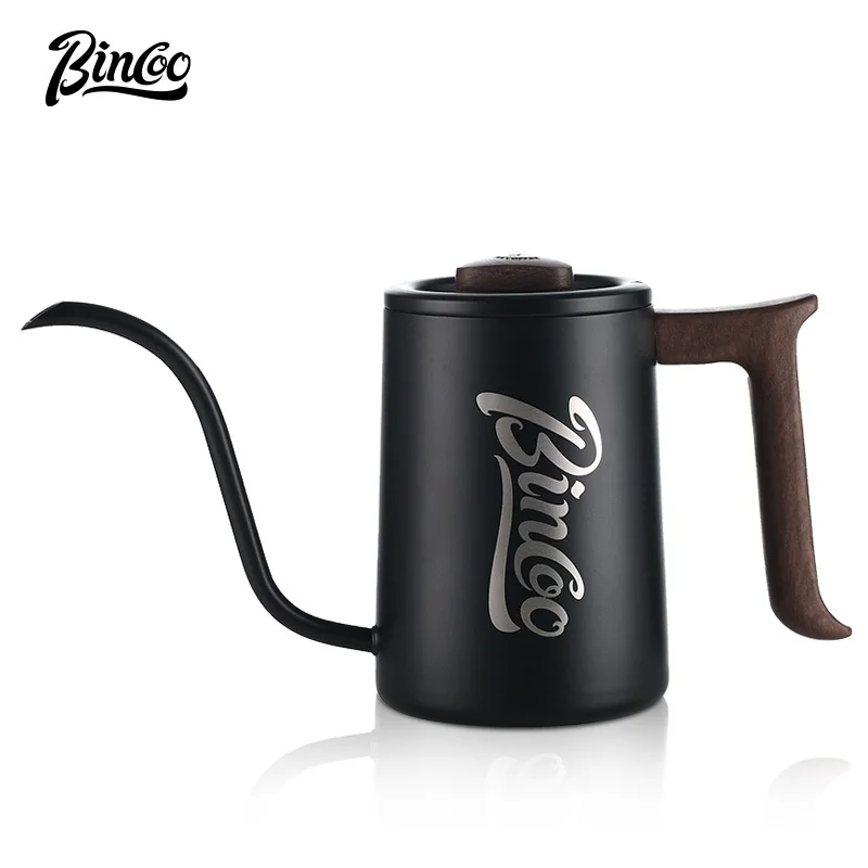 BINCOO Hand Brew Coffee Pot Stainless Steel Wooden Handle Home Kettle With Fine Spout 700ML