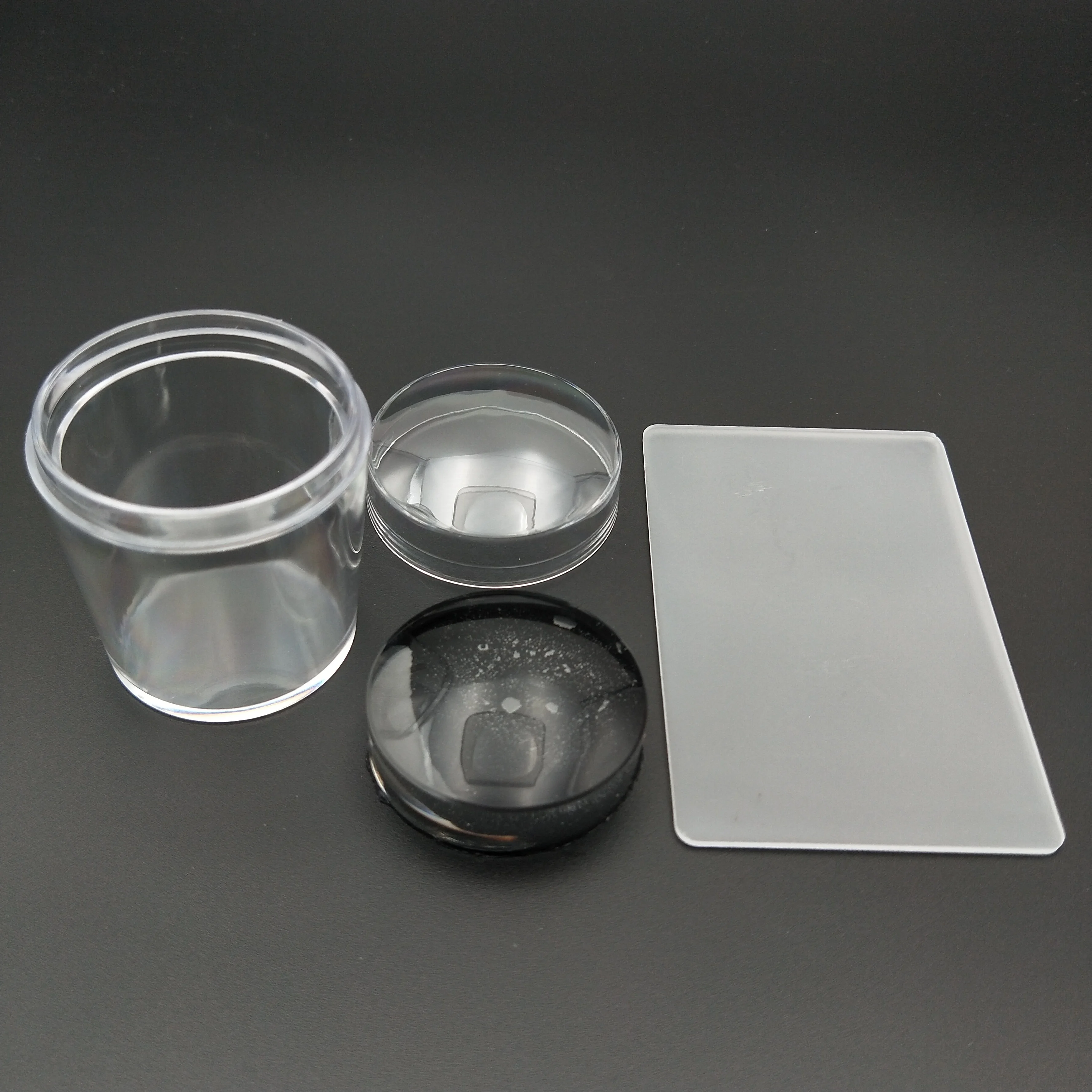 Portable Customized With Scraper 3D Hot French Tip Style Stamp Stamping Tool 3.8cm Clear Jelly Silicone Nail Art Stamper