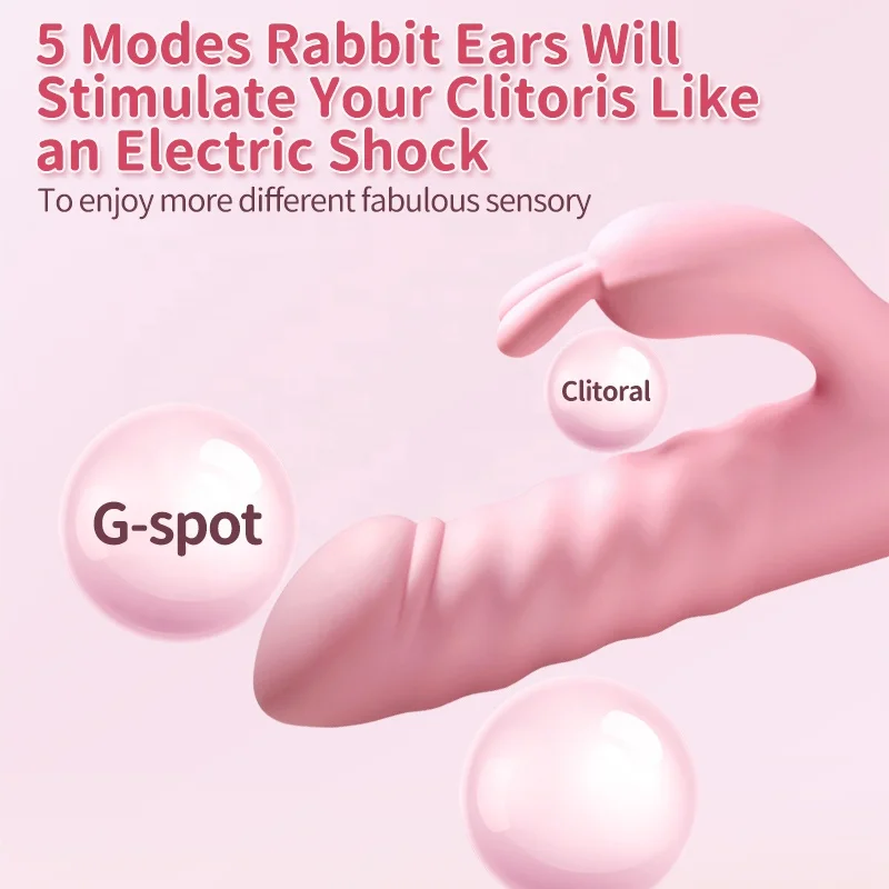 3 motors g spot thrusting rabbit vibrator, soft silicone telescopic vibrator for women clitoral stimulator
