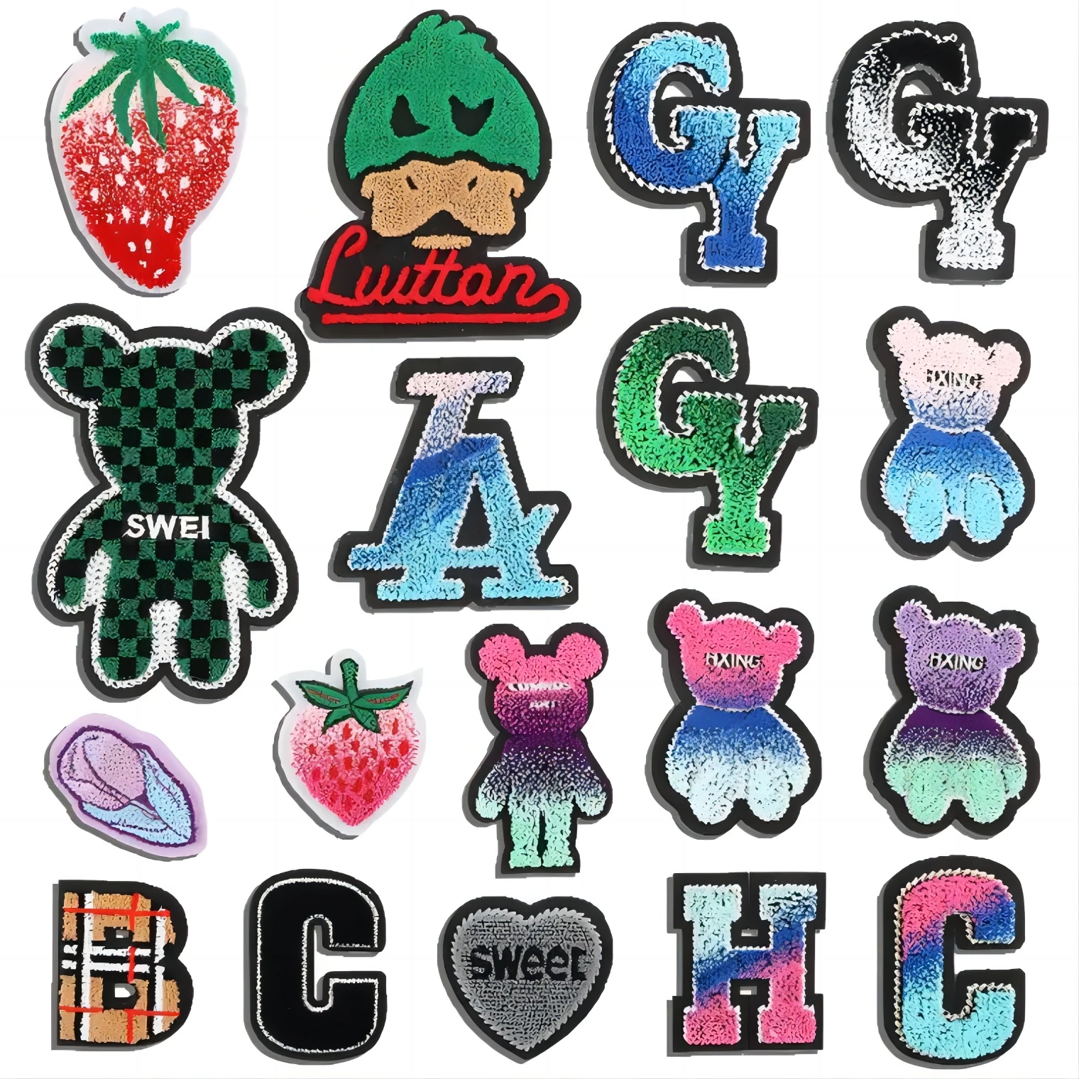 Продается напрямую с завода бесплатные образцы индивидуальные нашивки буквами для градиентной вышивки зубной