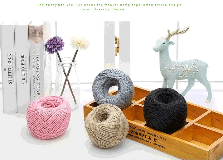 2mm Multi-color durable hemp jute rope sisal twine  rope for packaging decoration