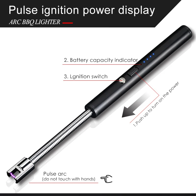 Wholesale kitchen drop shipping custom logo eco slim windproof electric arc lighters