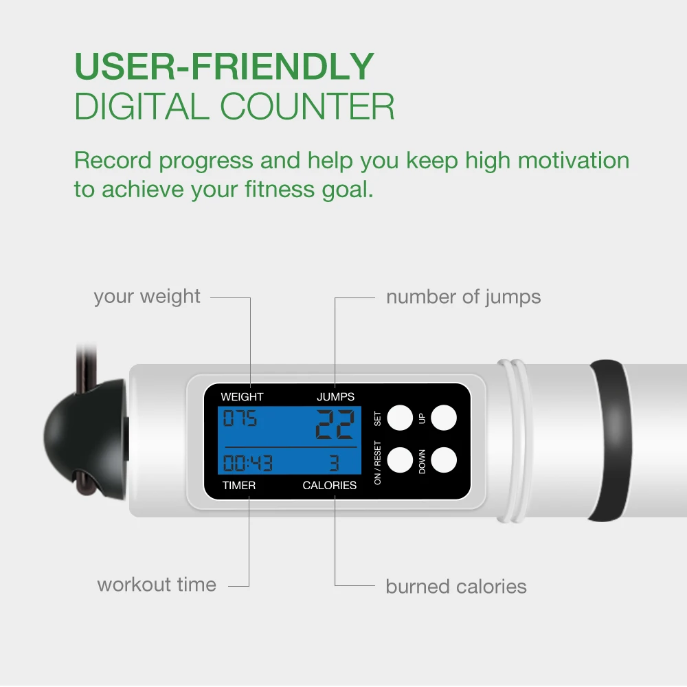 
Hot selling adjustable jump counter electronic digital skipping rope for exercises 