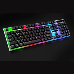 Прямая поставка оптовая продажа механическая клавиатура RGB светодиодная Проводная Подсветка USB цветная игровая с 104