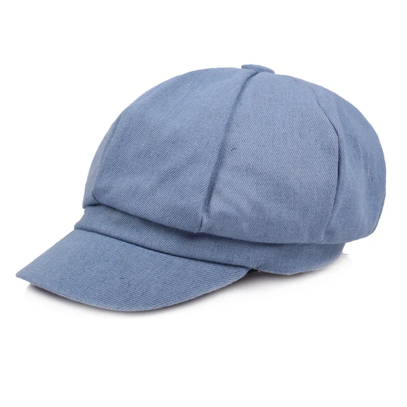 Mens Women Cotton 8 Panel  Newboy Cap Cabbie Jeff Cap Ivy Hat Denim Conductor Cap