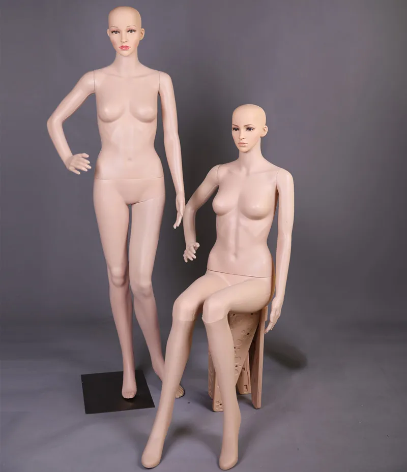Plastic make up female sitting mannequin for clothing shop