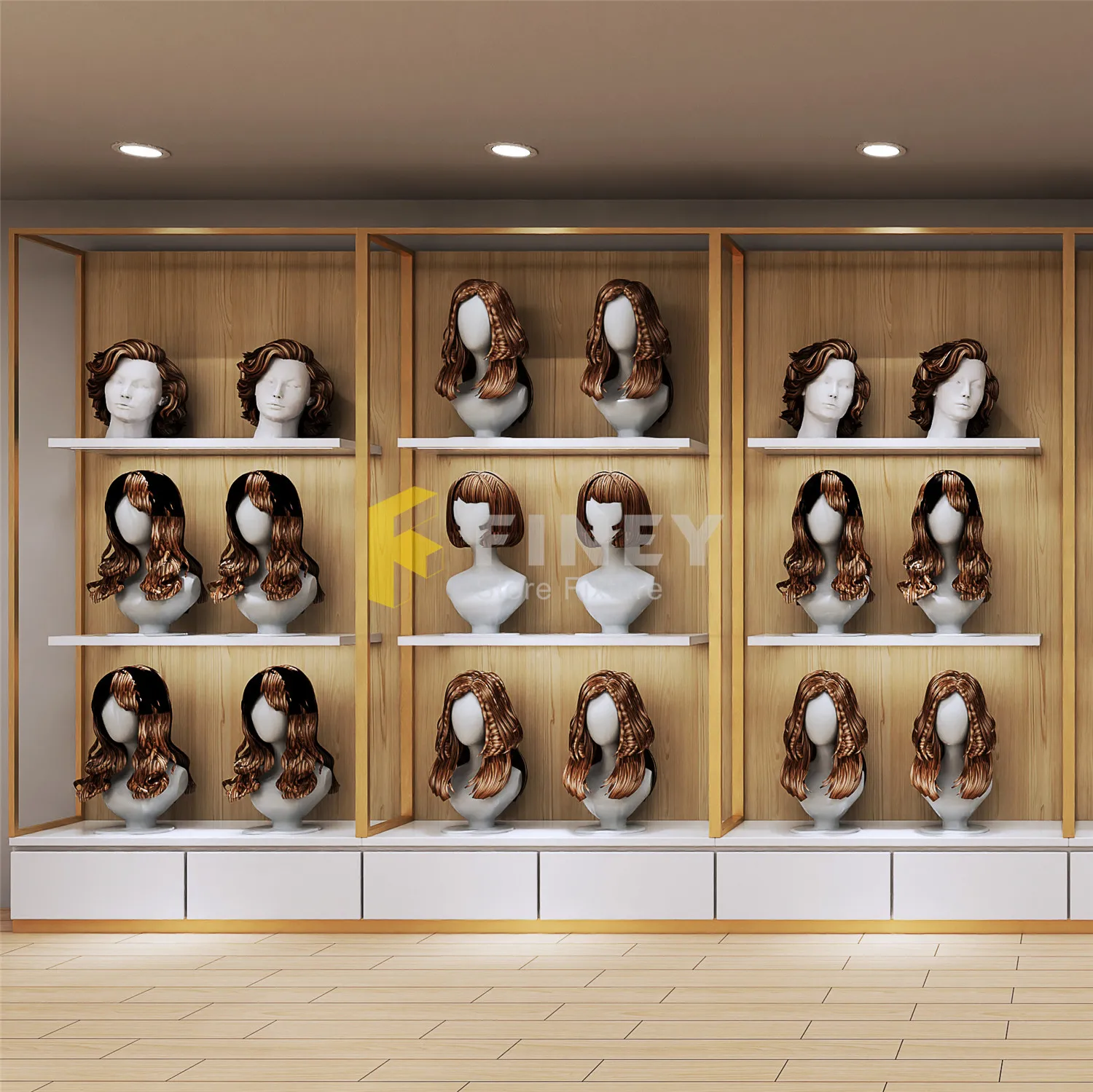 Customized Wig Display Mannequin Furniture Shelves Hair Rack For Wig Store Interior Shop Decoration Design Wig Display