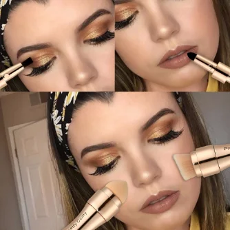 Self-motion Electric Makeup Brush Automatic Fiber Hair With 4 in 1 mini  Makeup brush Set Portable Retractable