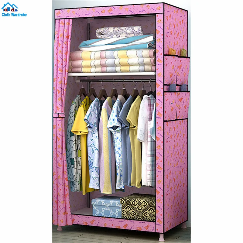 Assemble plastic portable wardrobe closet with 8 designs Monkey Cartoon door