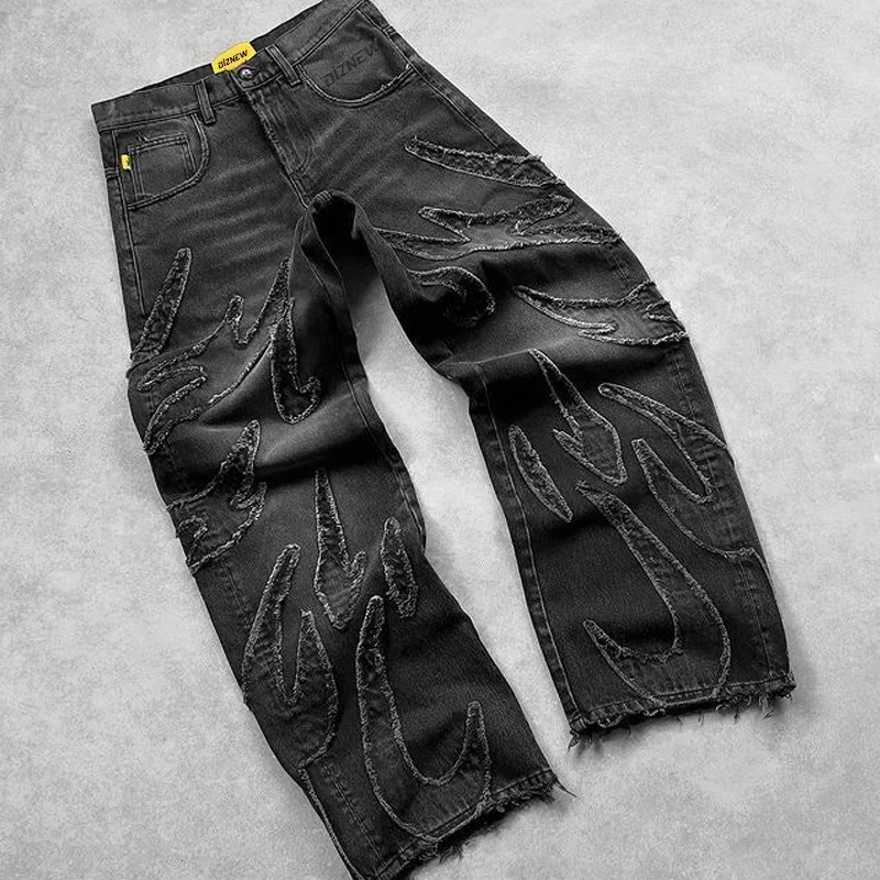 DIZNEW Jeans manufacturer Custom baggy Jeans men High quality y2k black jeans for men High Street