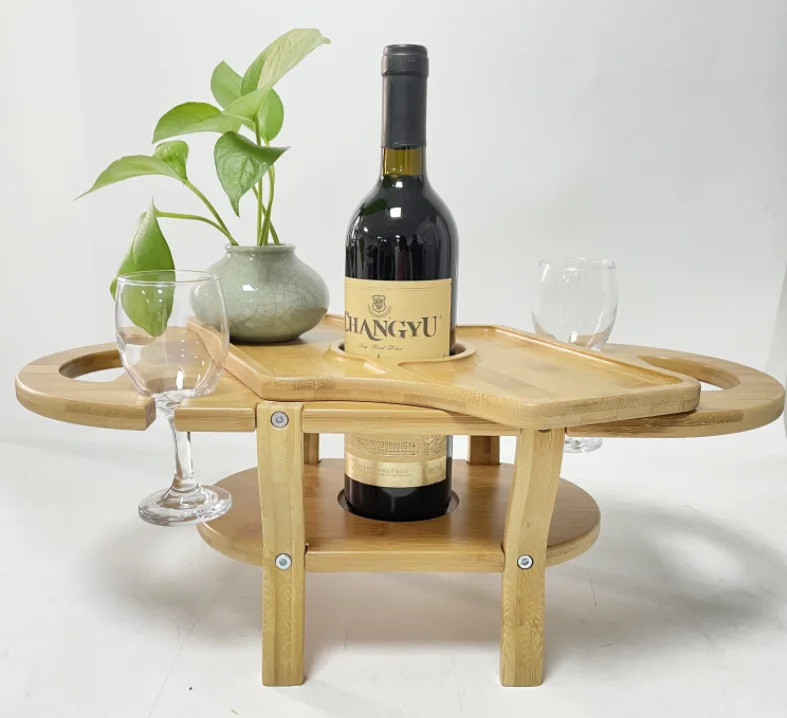 nice looking bamboo picnic table with removable tray