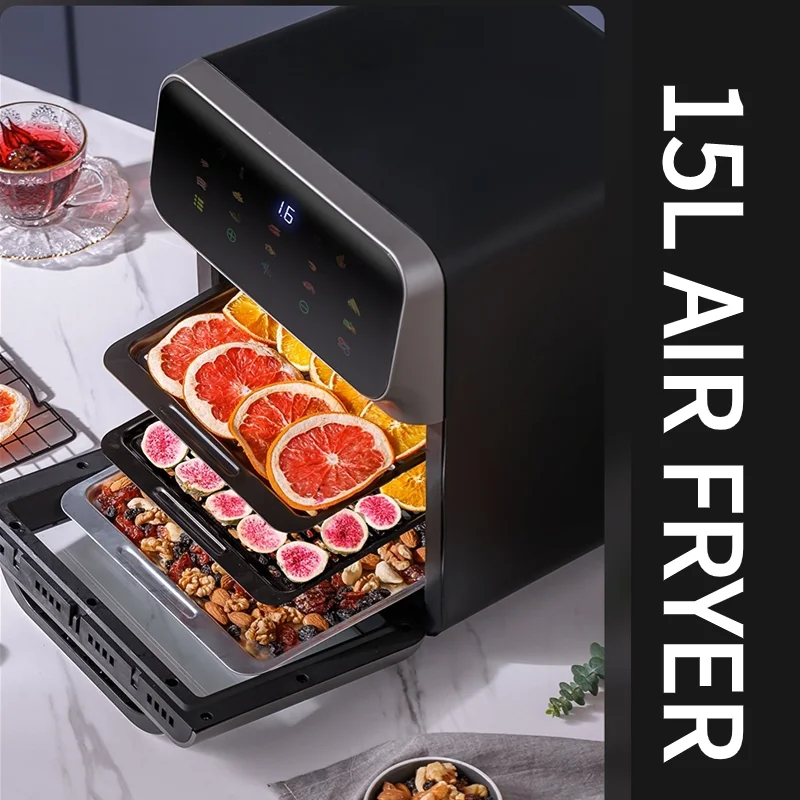 15L Stainless Steel Air Fryer Toaster Oven Small Kitchen Appliances Built-in Digital Air Fryer Oven With Visible Window