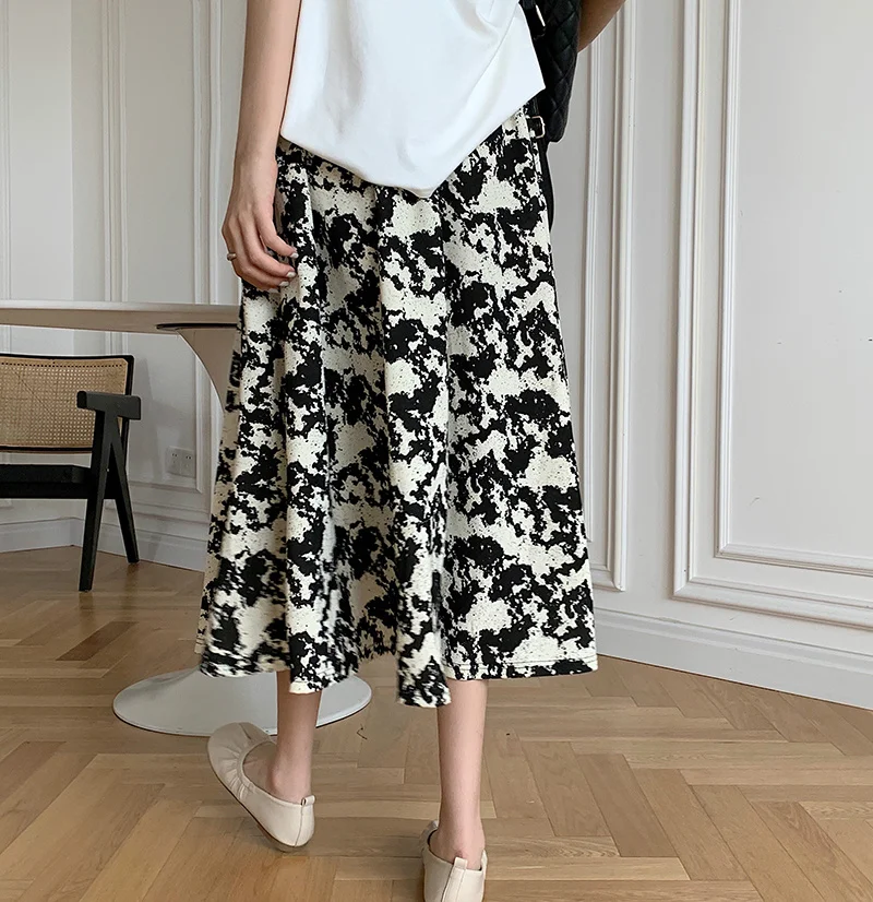 Boho Skirts Casual A-Line Long Pattern High-waist Wrap Tweed Skirt OEM/ODM Maxi Chiffon Printed Pleated Floral women Skirts