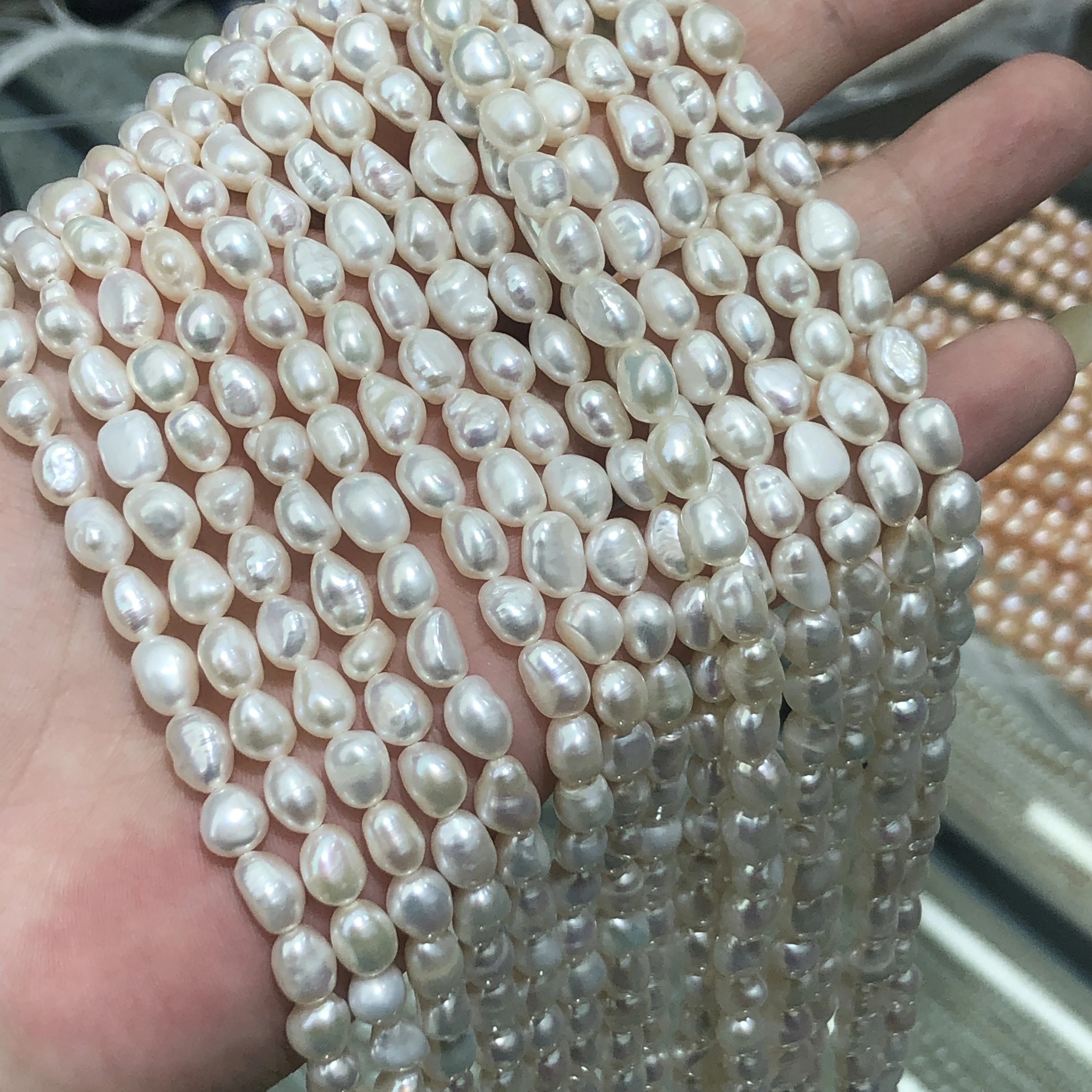 Natural straight hole freshwater pearl 4-12mm Baroque irregular pearl loose bead bracelet necklace jewelry wholesale