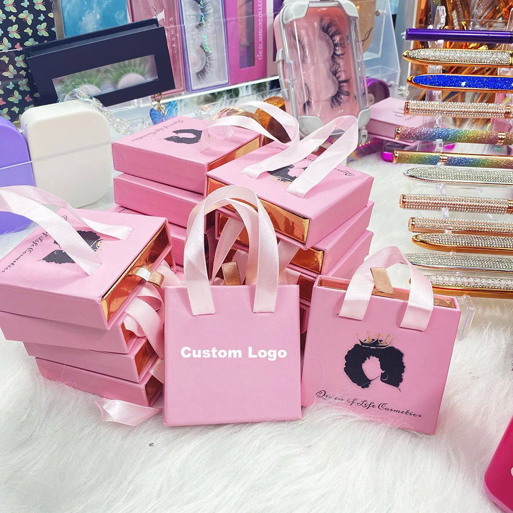 25mm 3D Mink Lasheswholesale Vendor Eyelash Packaging New Trend Mini Empty Pink Heart Lash Bag Box Custom Logo