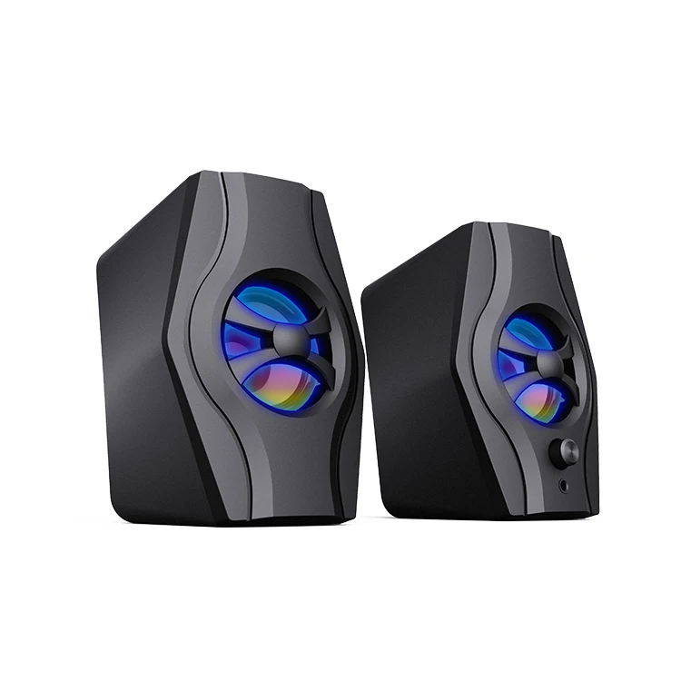 Портативные Проводные Игровые мини-колонки с мощным басом RGB и светодиодной подсветкой 2,0, с питанием от USB, для ПК