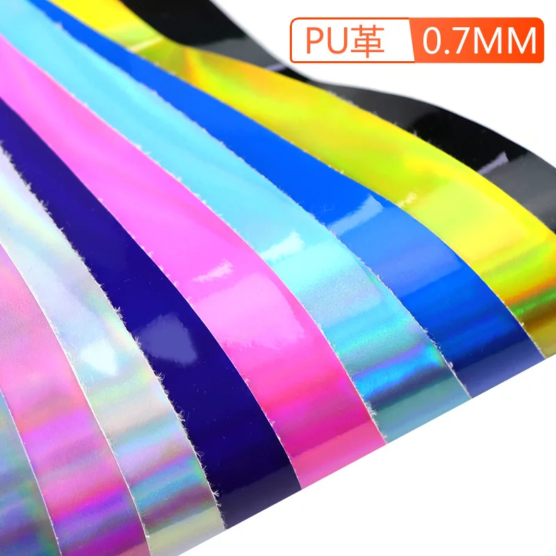 Iridescence Laser Metal Mirror Synthetic Faux Leather Holograpic Polyurethane Fabric for Costume