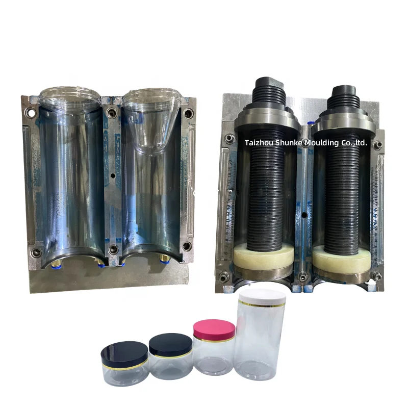 plastic jar blow molding machine   jar blowing mold 2 cavity cosmetic jar