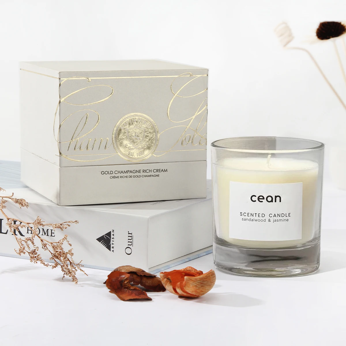 custom logo candle diffuser set candle jars large box with lid packaging 10oz