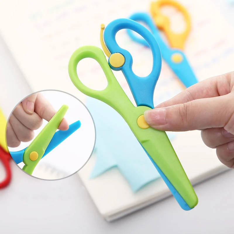 Wholesale All Plastic Safety Scissors for Students and Kindergarten Children Smooth Edge DIY Grade Elastic Scissors