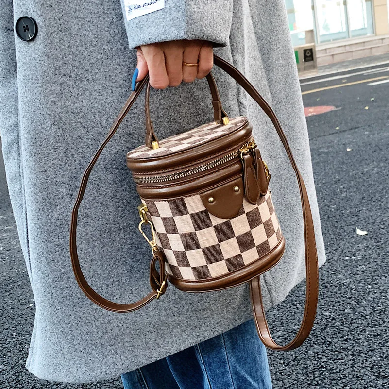 ARUBBIT Brand Chinese Black and White Grid Print Women Crossbody Hand Bag Lady Handbags