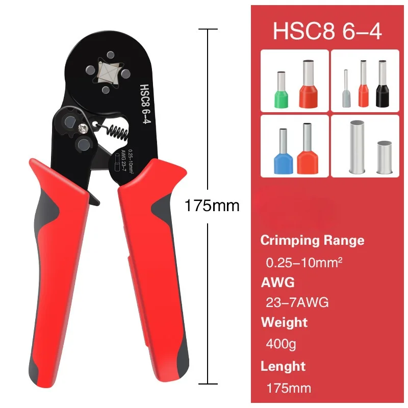 Rust-Resistant VE Tube Terminal Efficient Versatile Precise 0.25-10mm2 Crimping Range Durable Solar Crimping Pliers Tools Kit