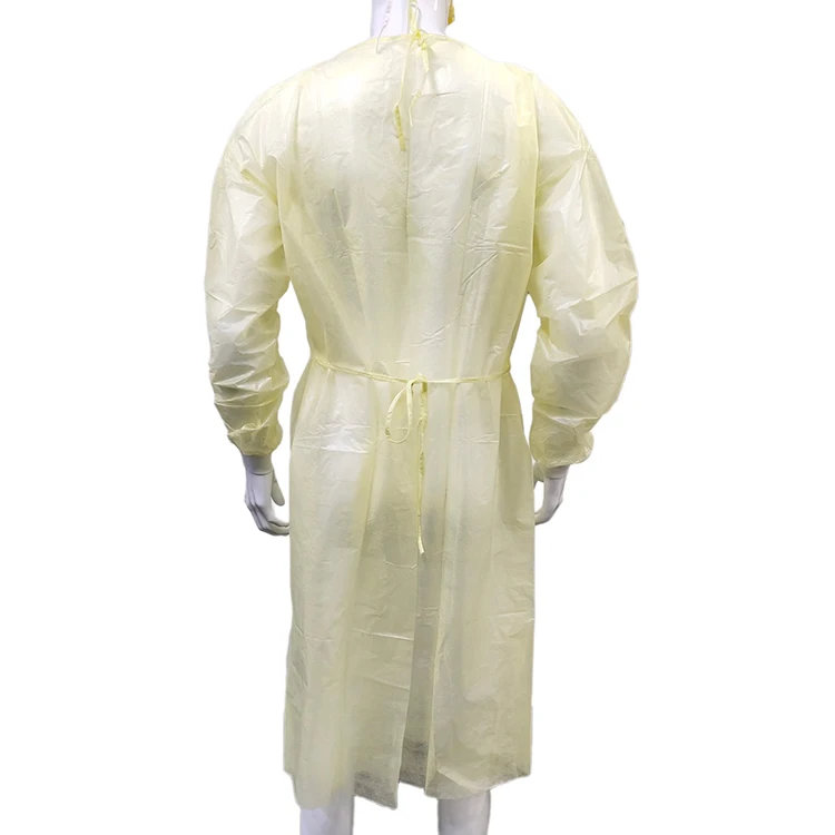 SJ PPE Isolation Gown Medical Grade Hospital Doctor Nurse Protection Gown Disposable Non-woven Isolation Gown Yellow