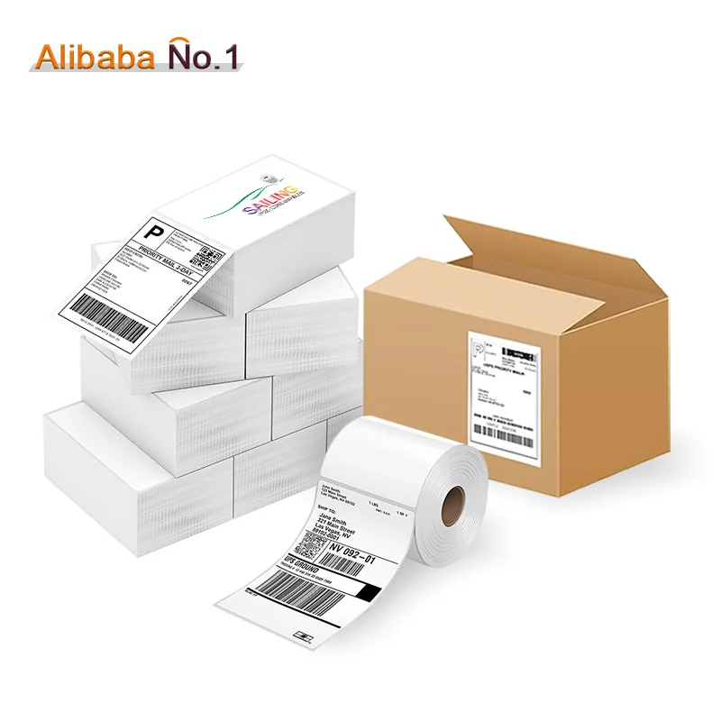 Jumbo yellow back color circle packaging roll for custom barcode and logistics uses thermal label