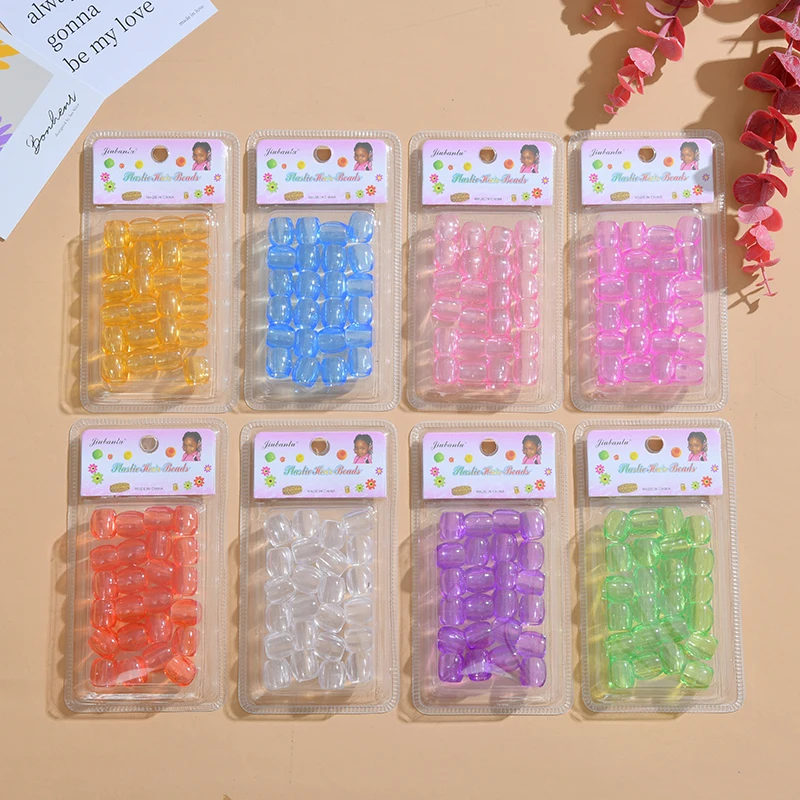 Hot selling Macaroon colorful Hair clasp barrel beads large hole beads hair accessories transparent color decoration for braids