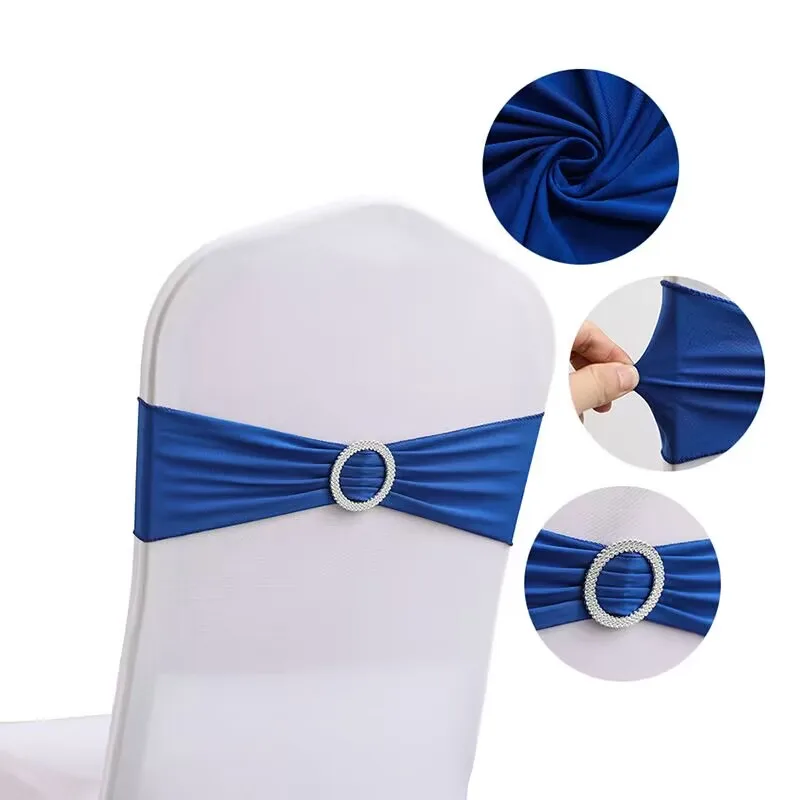 Free stretch sequin chair sashes flower wedding banquet chair sashes diamond buckle decorative bow chair sashes