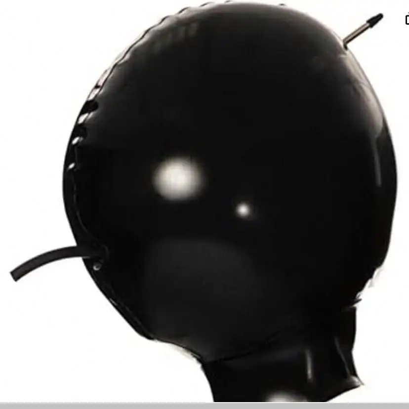 Natural Latex Inflatable Sexy Headgear Cap Hat Head Cover Gas Hood With Nozzle Tube