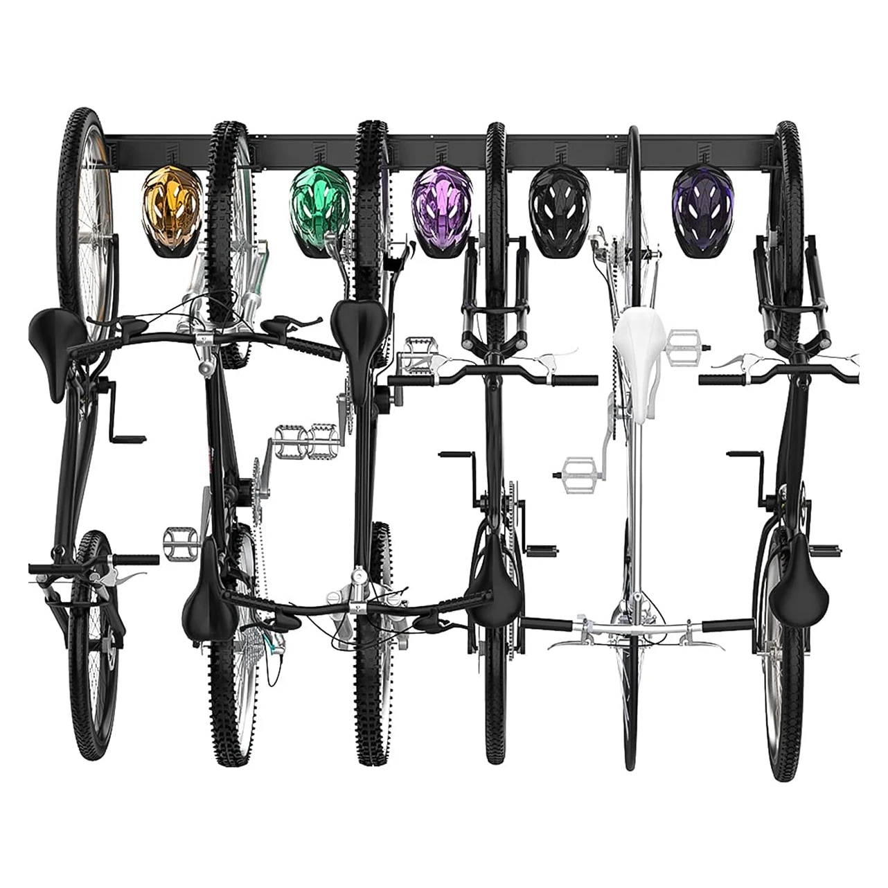 Stackable Wall Mounted Vertical Bicycles Rack 6 Bike Storage Rack With 5 Hooks For Garage