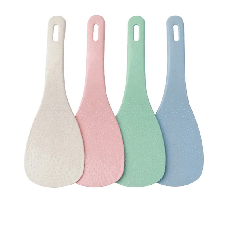 2022 new can hang kitchen accessories wheat straw square rice spoon biodegradable reusable wheat rice spoon