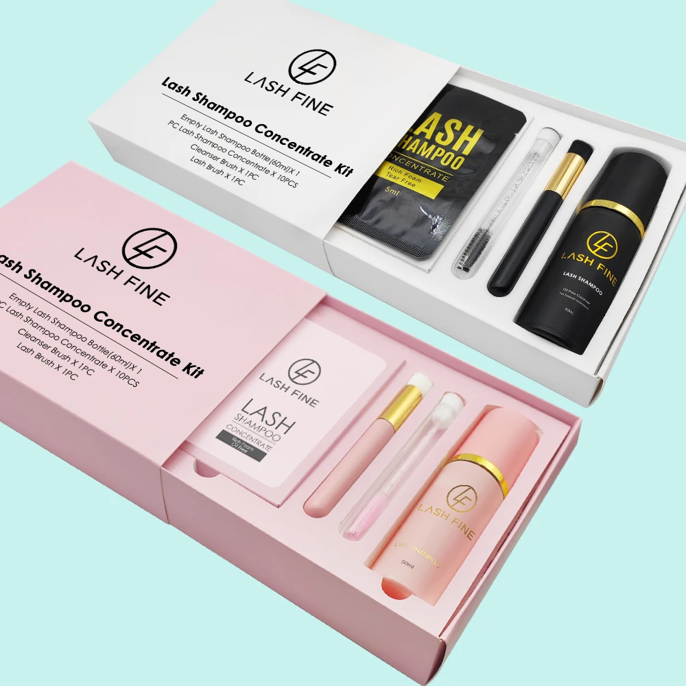 Lash Shampoo Concentrate Kit Eyelash Extension Foam Cleanser Bottle Brush Custom Bulk Liquid Kit Private Label Lash Shampoo Kit