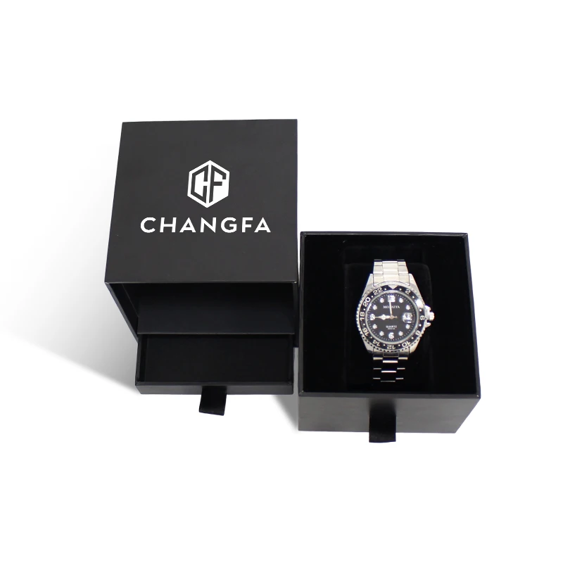 Hot-sell Classical Rigid Cardboard Drawer Watch Box Strap Box