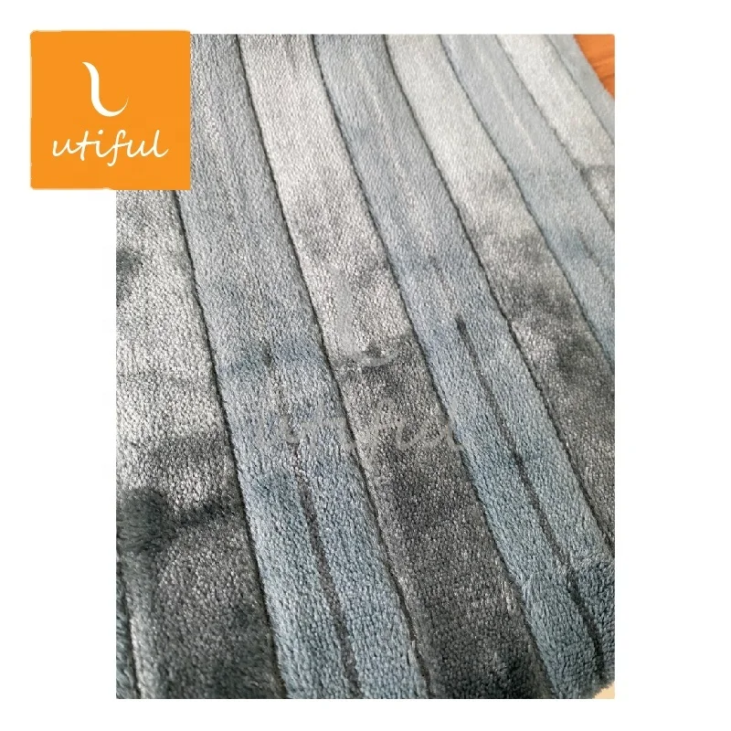 Jacquard home textile Plush striped fleece flannel blanket throw fabric