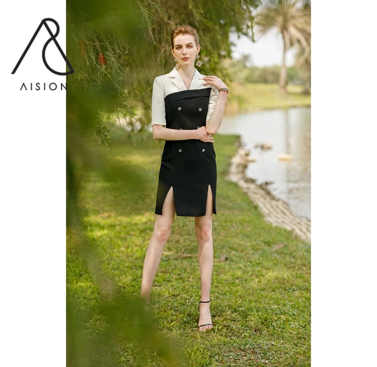 2022 New Dropshipping High Quality Fashion Personalized Unique Design Patchwork Dresses Women,Women Patchwork Blazer Dress