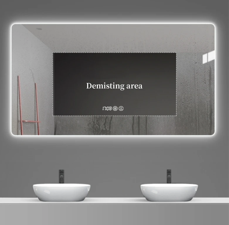 custom 50*150 cm defogging time temperature smart LED mirror for bathroom washingroom vanity makeup miroir espejo spiegel
