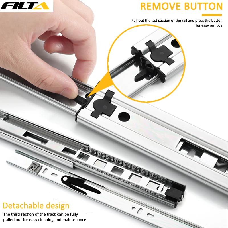 Filta hardware 45mm correderas telescopicas drower slide soft close undermount drawer channel slide
