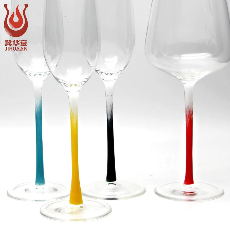 Wholesale of wedding set with Coloured cup pole glass champagne glass and red wine glass