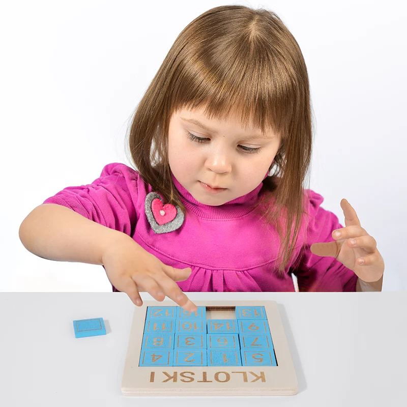 New arrival 3 challenges digital puzzle toys funny math sliding blocks wooden numbers brain teaser puzzle