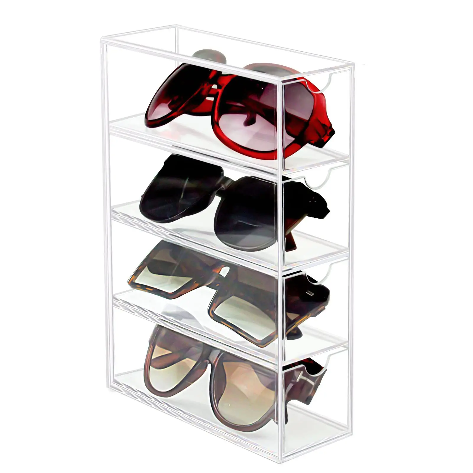 Acrylic Sunglasses Storage Box 4 Drawers Transparent Stackable Display Storage Box Glasses Case Organizer Box Bin Holder