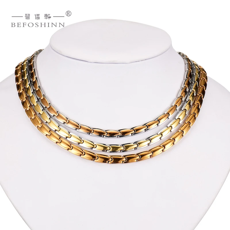 Ожерелье под заказ 4 в 1 Мужская Био энергия здоровья Титан 2021 модная Роскошная цепочка позолоченные титановые ожерелья подарок