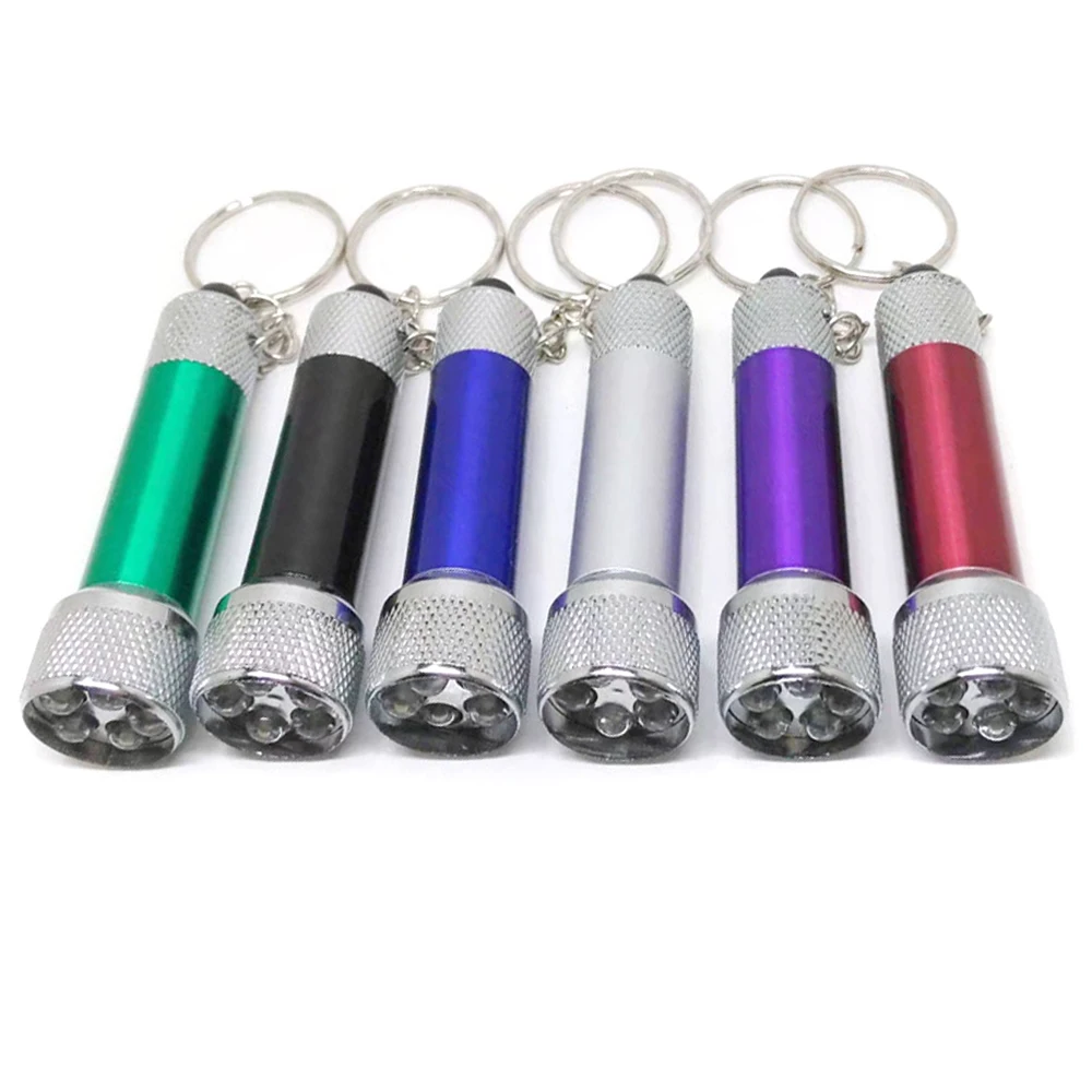 Mini 5 LED LR44 Button Battery Aluminum White Light Flashlight Key Chain