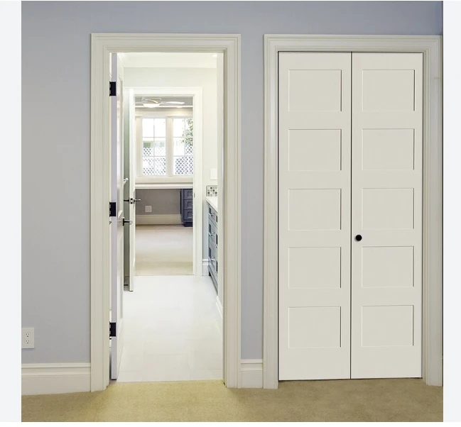 French style Double Bifold louver paneled MDF HDF Wood Door Folding louvred wooden Indoor Composite Baking paint door